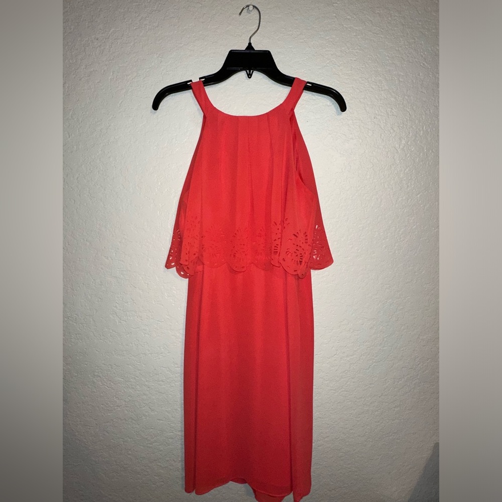 Jessica Simpson Knee Length Spring/Summer Dress in Coral